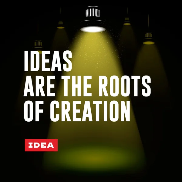 Ideenkonzept. Ideen sind die Wurzeln der Schöpfung. — Stockvektor