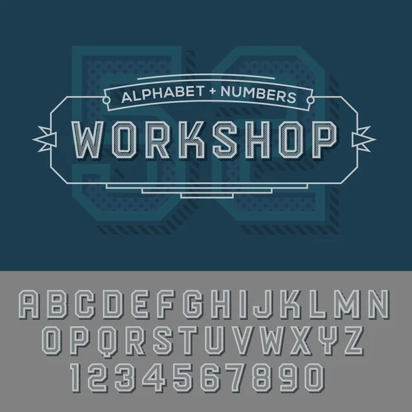 Alphabet numbers retro colour style. — Stock Vector