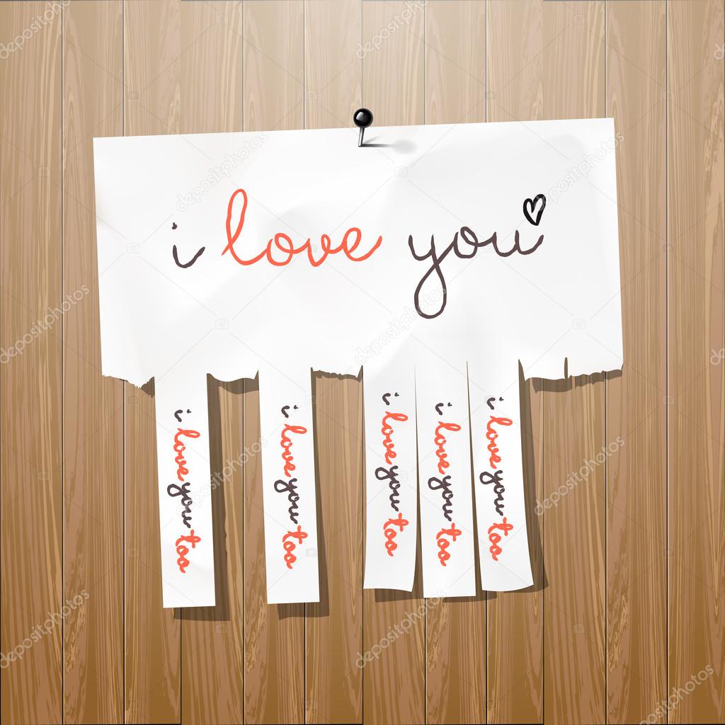 I love you handwritten on advertisement leaflet