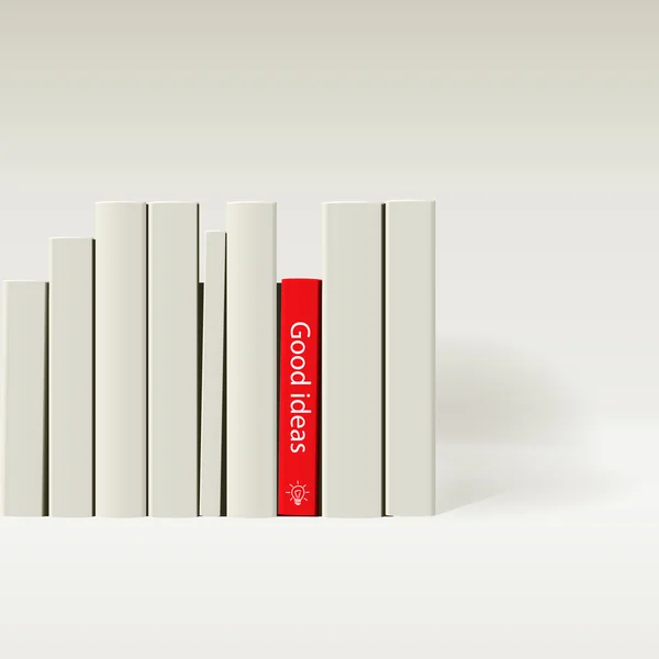 Röda boken i raden av vit bok. — Stock vektor
