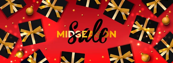 Midseason Sale banner. Weihnachten Hintergründe, Header für Website — Stockvektor