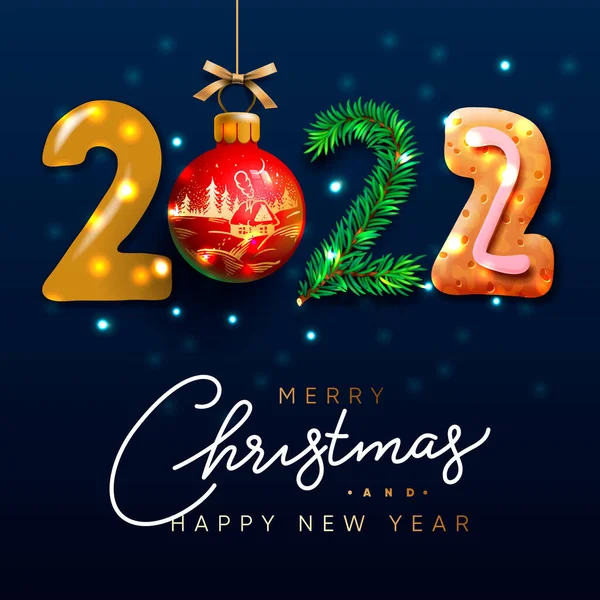 Joyeux Noël et bonne année 2022 carte de voeux — Image vectorielle