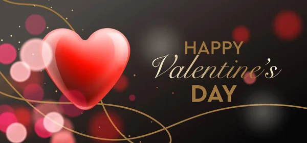 Happy Valentines Day Poster or web banner with heart — Vettoriale Stock