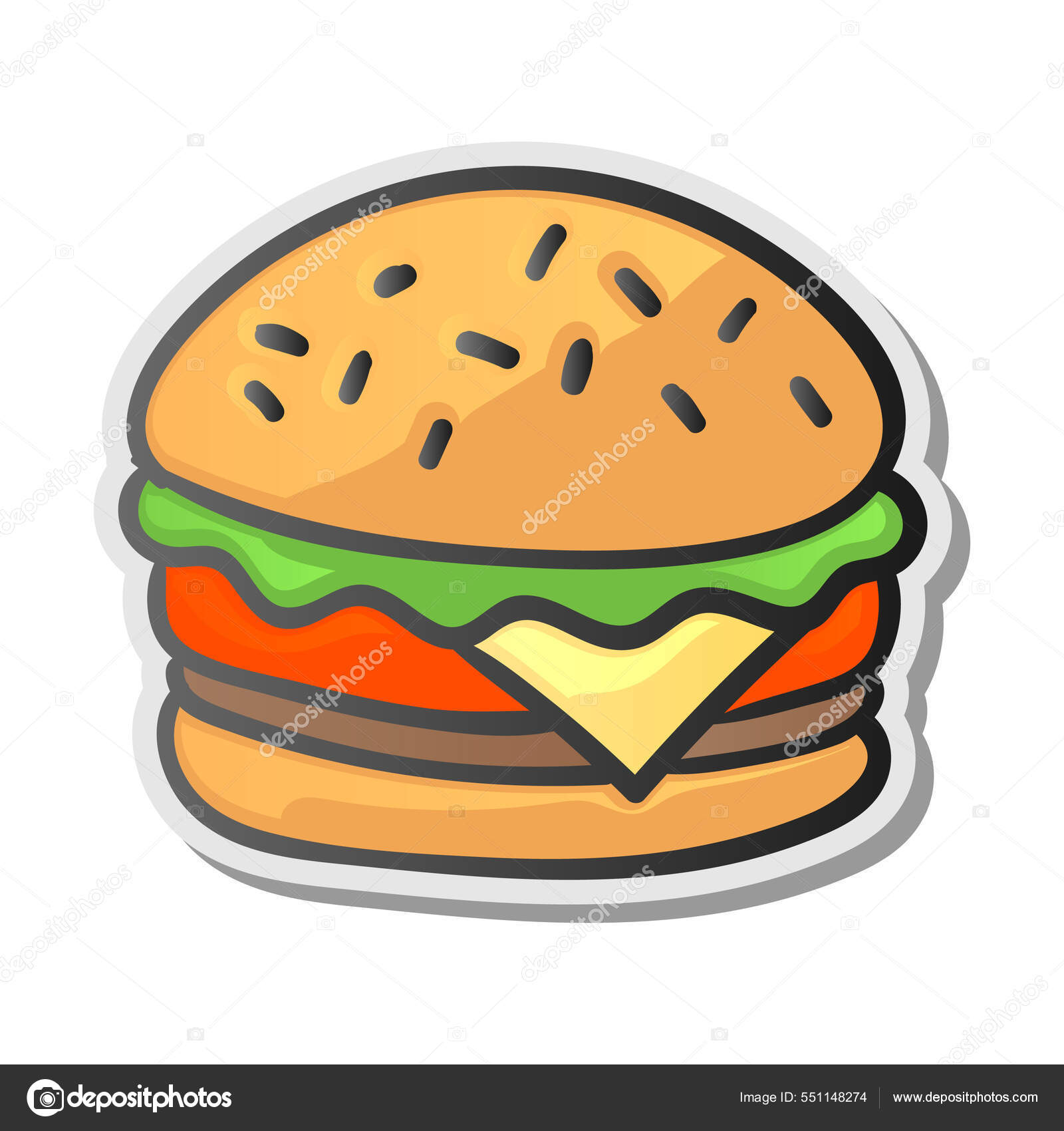 Sticker hamburger, fond isolé. Élément graphique pour menu