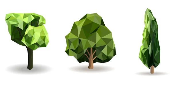 Árbol Hoja Verde Abstracto Polígono Conjunto Iconos Vectoriales Diseño Triángulo — Vector de stock