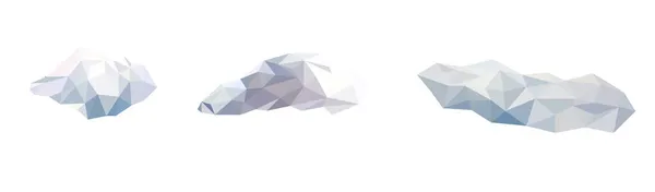 White Cloud Low Poli Set Icone Vettoriale Poligono Geometrico Triangolo — Vettoriale Stock