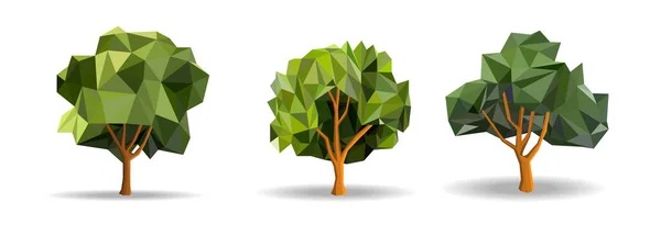 Tre Träd Polygon Ikoner Set Kan Användas För Spelikoner — Stock vektor