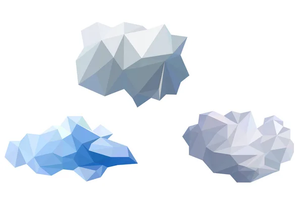 Jeu Vecteurs Icônes Polygone Nuage Blanc Design Low Poly Géométrique — Image vectorielle