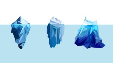 Ice berg polygon icons set, low poly, geometric and triangle shanpe, can use for gaming icons template.