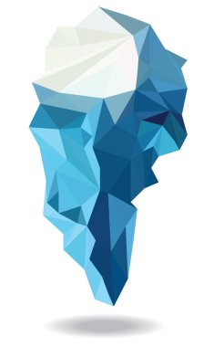 Ice berg dağ modelleme çokgen simgesi, elmas, geometrik ve üçgen sanat şekli, vektör sanatı ve illüstrasyon.