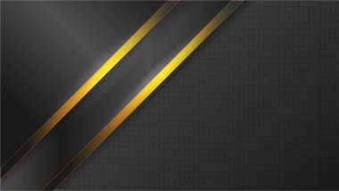 Düz premium altın tasarım arka plan vektörü, yüksek teknoloji iş konsepti, gri bayrak veya şablon duvar sanatı.