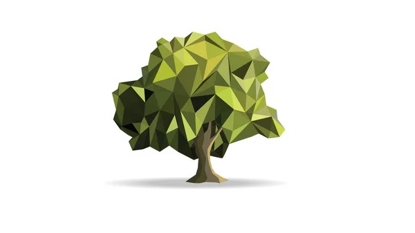 Ícones Vetoriais Modelagem Polígonos Árvores Folha Verde Fundo Branco — Vetor de Stock