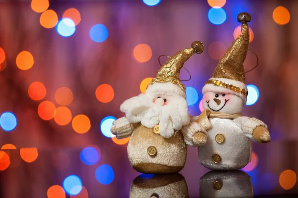 Papai Noel e boneco de neve — Fotografia de Stock