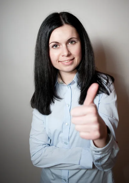 Vrouw duimen opdagen — Stockfoto