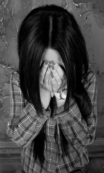 sad depressed young woman hiding her face 19577262 Stock Photo at