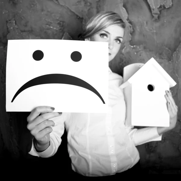 Joven dama de negocios, sonrisa triste — Foto de Stock