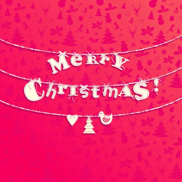 Fondo apliques de Navidad. Guirnalda de letras Feliz Christma — Vector de stock