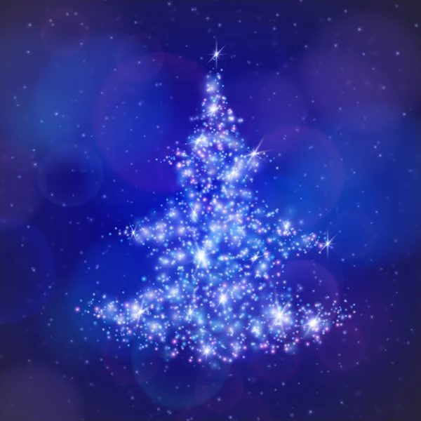 Christmas tree made of light particles. — Stock Vector