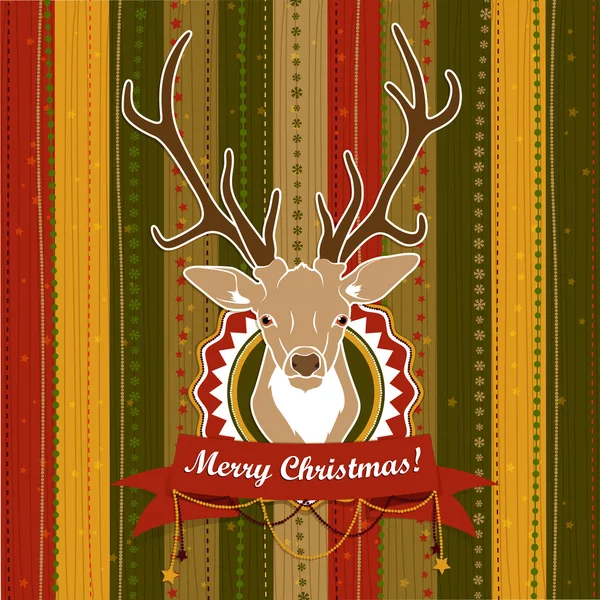 Vintage vector Christmas card with Deer — Stock Vector