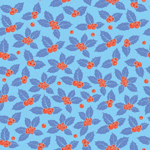 Holly berry flat seamless pattern — Stock Vector
