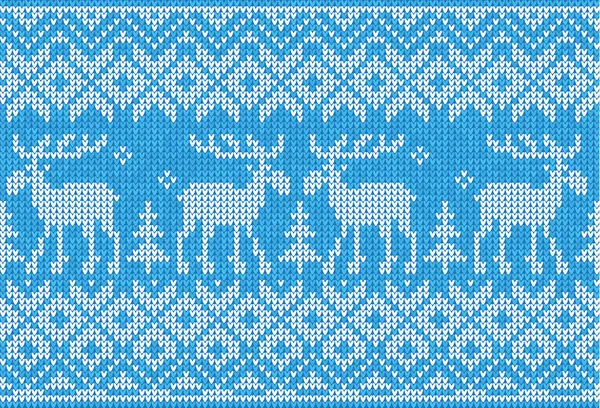 Scandinavian style seamless knitted pattern with deers — Stock Vector