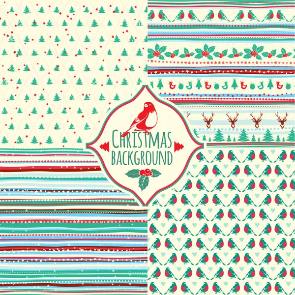 Set of four Christmas patterns — Stock Vector