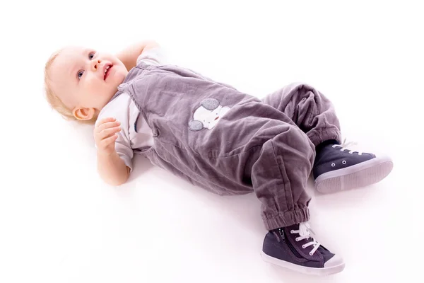Bebê-menino no fundo branco — Fotografia de Stock