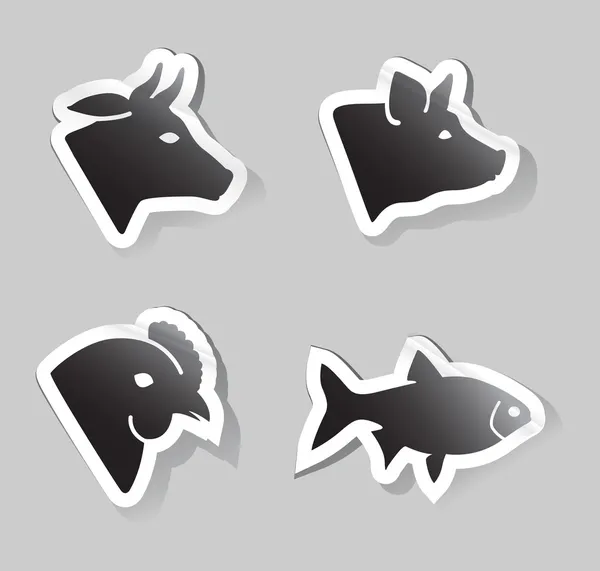 Iconos de animales de carne — Vector de stock