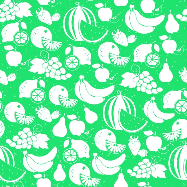 Fruta silueta blanca patrón sin costura — Vector de stock