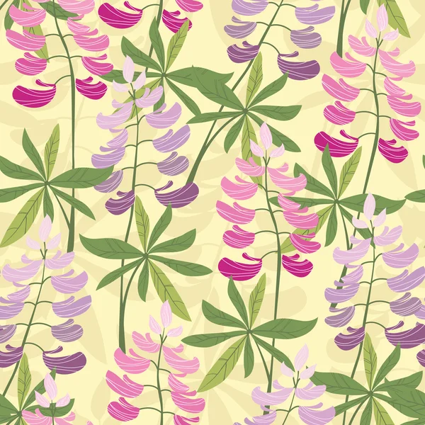 Modèle de lupin floral sans couture — Image vectorielle