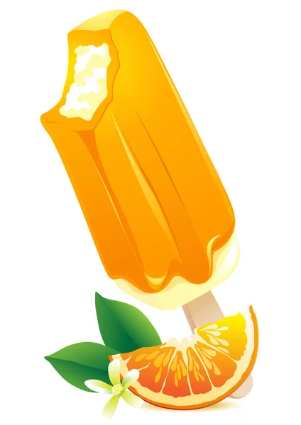 Orange Ice-cream with citrus slice. Summer flavor — Stock Vector