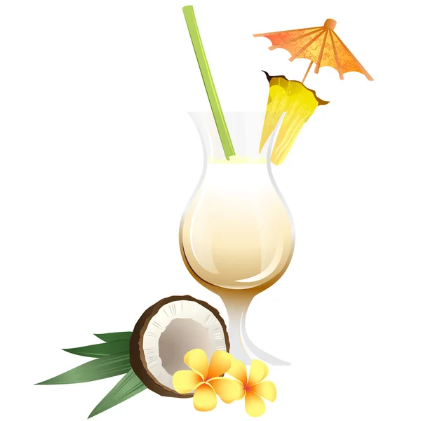 Cocktail Pina Colada with garnish Royalty Free Stock Illustrations