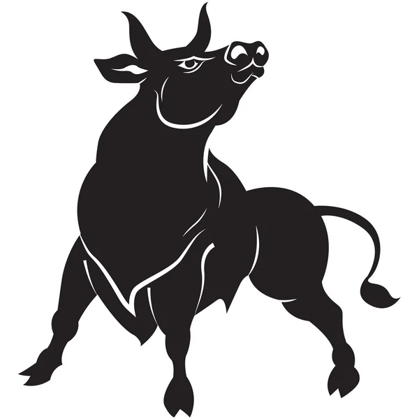 Silueta de toro agresivo negro — Vector de stock