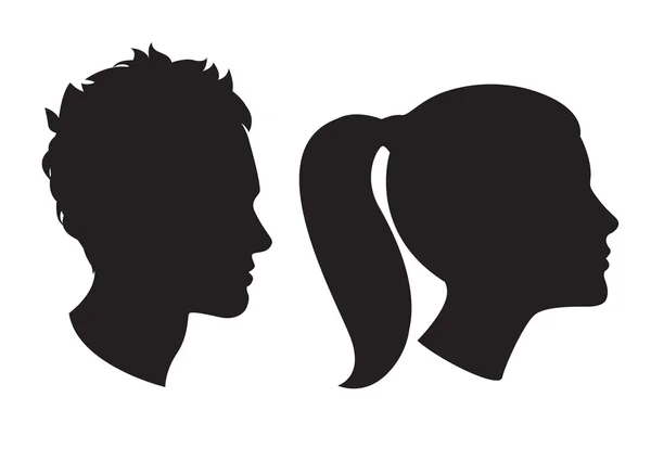 Femme et homme tête silhouette — Image vectorielle