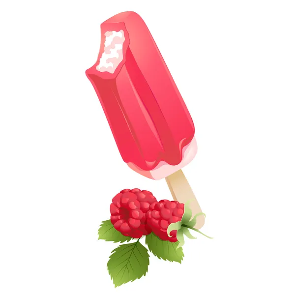 果実とラズベリーのアイスクリームのベクトル イラスト アイコン。su — ストックベクタ