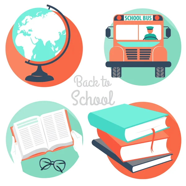 Vector Illustration back to school icons — Stock Vector