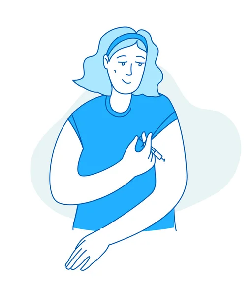 Jeune Femme Faisant Une Seringue Insuline Gros Plan Patient Diabétique — Image vectorielle