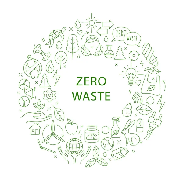 Plastic Green Zero Waste Concepts Reduce Reuse Refuse Reycle Rot — Stock Vector