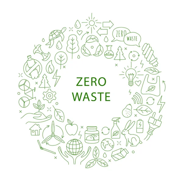 Plastic Green Zero Waste Concepts Reduce Reuse Refuse Reycle Rot —  Vetores de Stock
