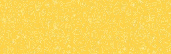Tavşanlı Tavşanlı Çiçekli Sepetli Paskalya Yumurtalı Eğlenceli Paskalya Arkaplansız Tebrik — Stok Vektör
