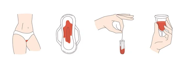 Dámské Hygienické Potřeby Pro Menstruační Slipy Tampóny Tampóny Menstruační Kelímek — Stockový vektor