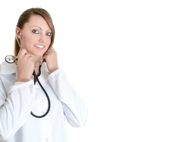 Student vrouwelijke arts met een stethoscoop — Stockfoto