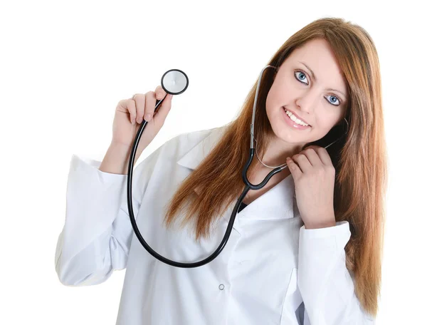 Студентка-врач со стетоскопом — стоковое фото