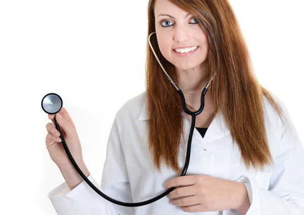 Студентська жінка-лікар зі стетоскопом — стокове фото