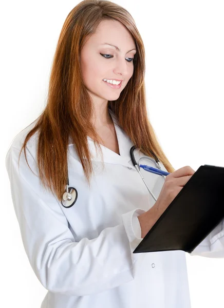 Student female doctor writing in a Planner — Stock Photo, Image