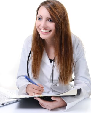 Öğrenci kadın doktor bir planlayıcısı olarak yazma