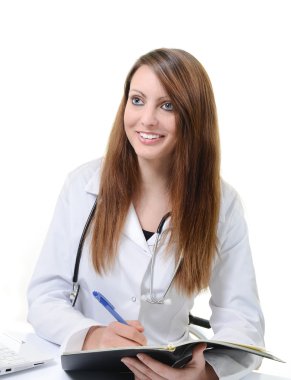 Öğrenci kadın doktor bir planlayıcısı olarak yazma