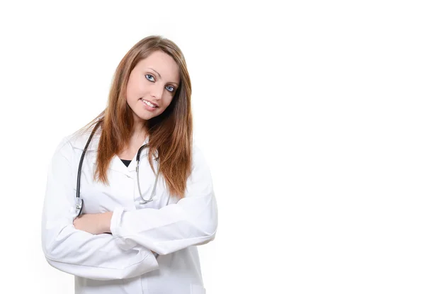 Estudante médica com estetoscópio — Fotografia de Stock