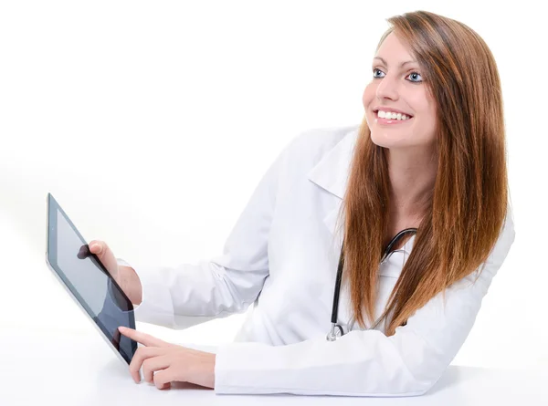 Female student doctor working with digital tablet — Stock Photo, Image