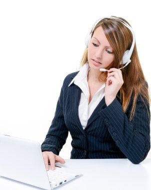 gülümseyen çekici Çağrı Merkezi müşteri temsilcisi